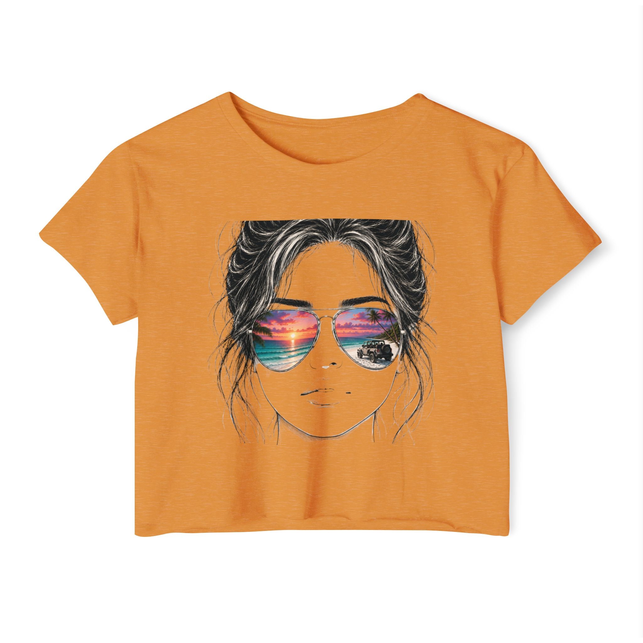 Women's Crop Top — Sunglasses/Jeep Sunset Graphic