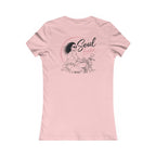 Women's Motorcycle Tee — "Soul Fueled" Graphic Shirt (dark hair)