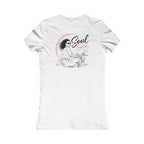 Women's Motorcycle Tee — "Soul Fueled" Graphic Shirt (dark hair)