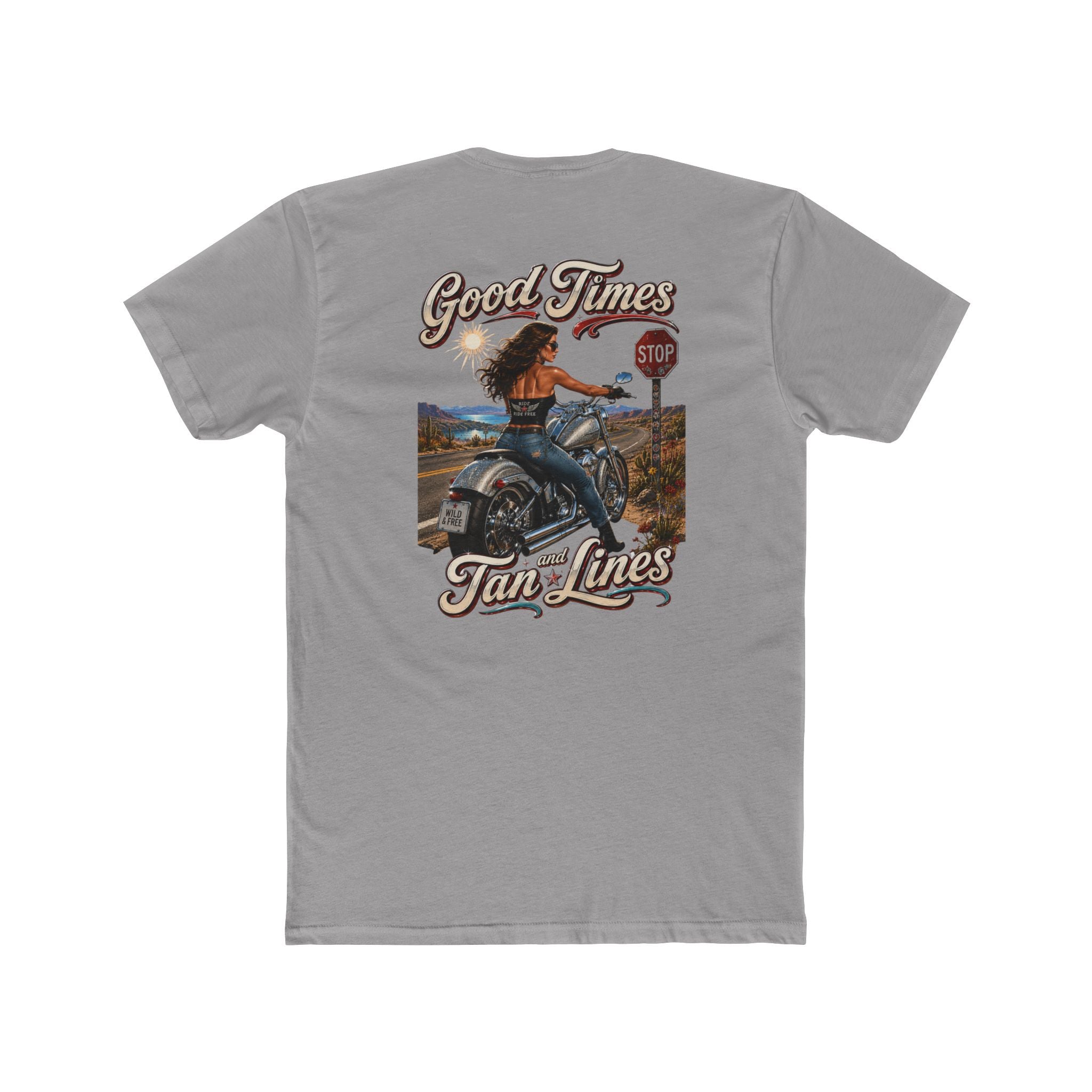 Good Times, Tan Lines Motorcycle Tee — Vintage Rider Graphic T‑Shirt