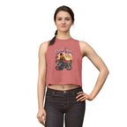 Chrome Queen Motorcycle Crop Top — Retro Biker Girl Graphic