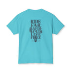 Ride Far Laugh Loud Live Free T-Shirt — Motorcycle Adventure Graphic Tee