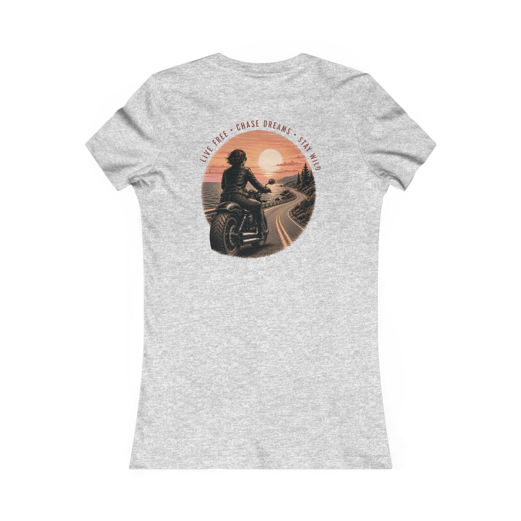 Women's Motorcycle Tee — "Live Free, Chase Dreams" SH Graphic Shirt