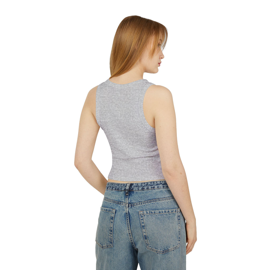 Chrome & Curves Racer Tank Top - Vintage Motorcycle Graphic Women's Crop