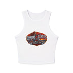 Chrome & Curves Racer Tank Top - Vintage Motorcycle Graphic Women's Crop