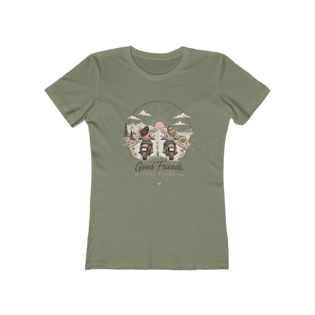 Good Friends Motorcycle Graphic Tee — Women's Boyfriend T-Shirt