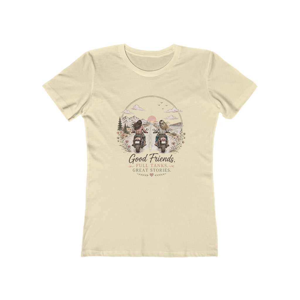 Good Friends Motorcycle Graphic Tee — Women's Boyfriend T-Shirt