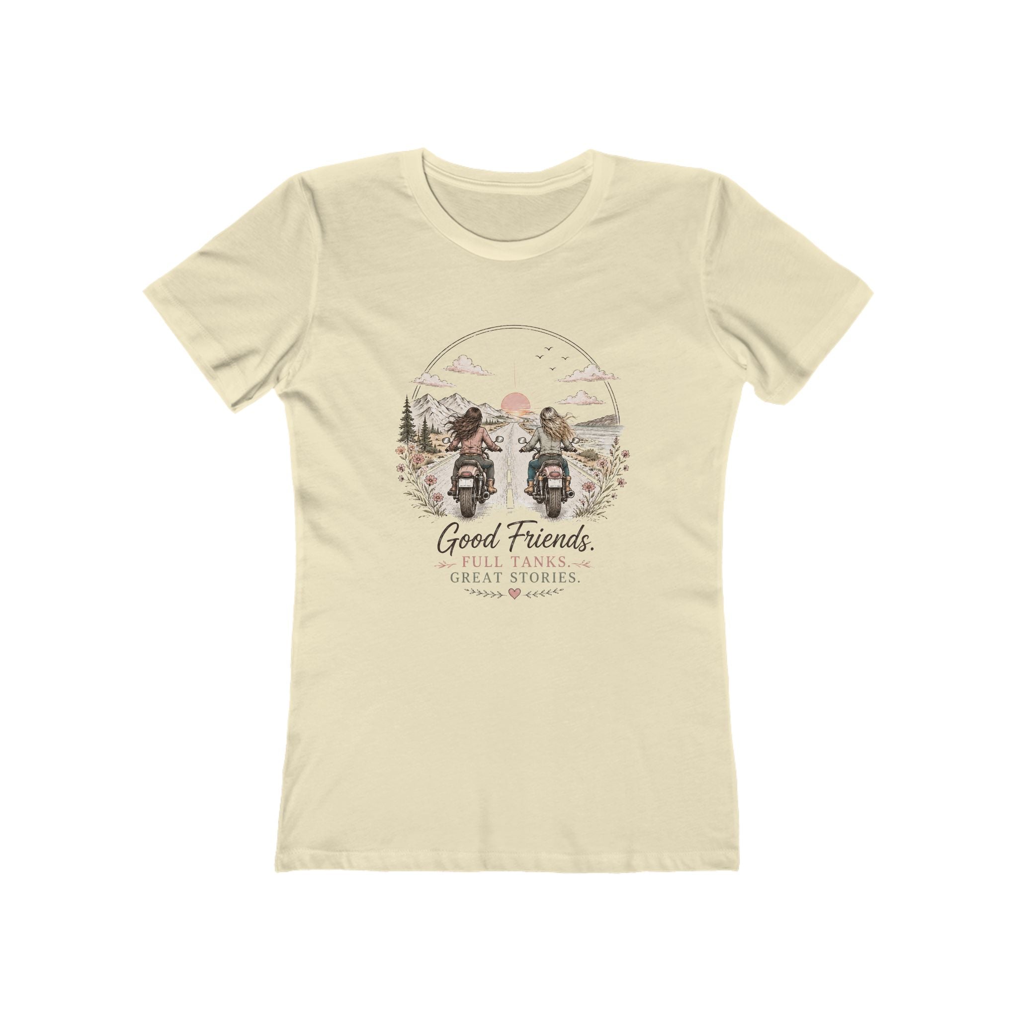 Good Friends Motorcycle Graphic Tee — Women's Boyfriend T-Shirt