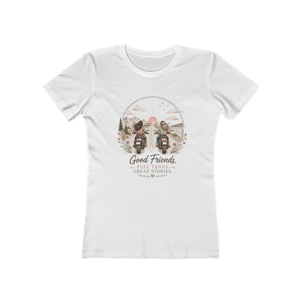 Good Friends Motorcycle Graphic Tee — Women's Boyfriend T-Shirt