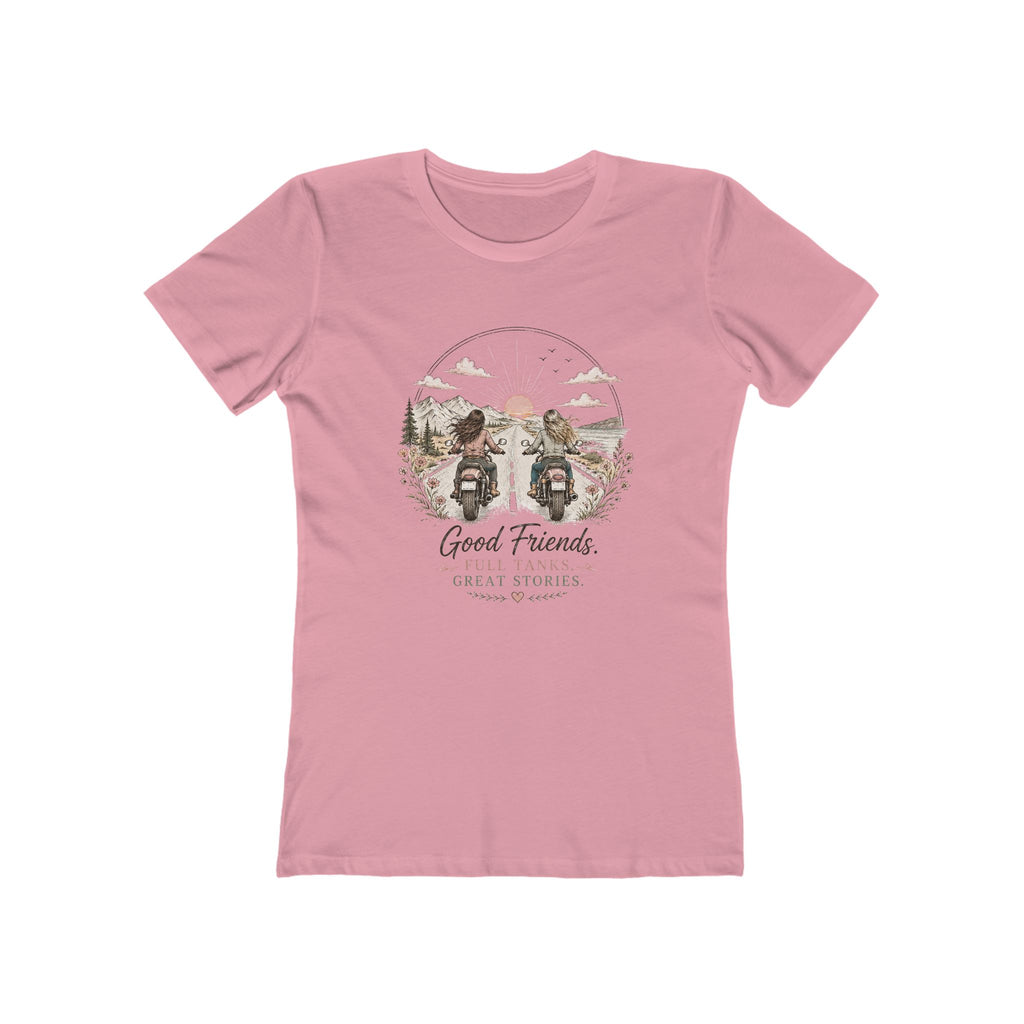 Good Friends Motorcycle Graphic Tee — Women's Boyfriend T-Shirt