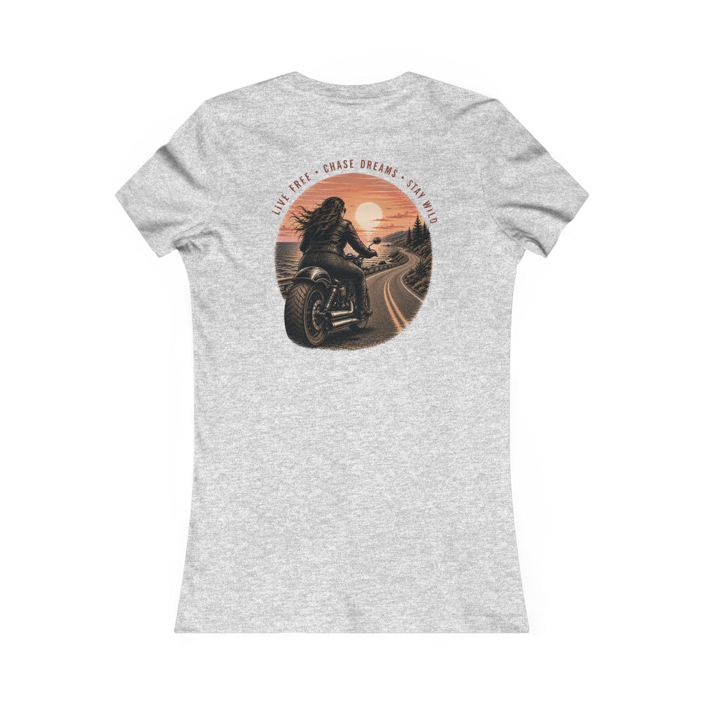 Women's Motorcycle Tee — "Live Free, Chase Dreams" BP Graphic Shirt