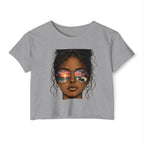 Women's Crop Top — Sunglasses/Motorcycle Sunset Graphic