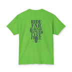 Ride Far Laugh Loud Live Free T-Shirt — Motorcycle Adventure Graphic Tee