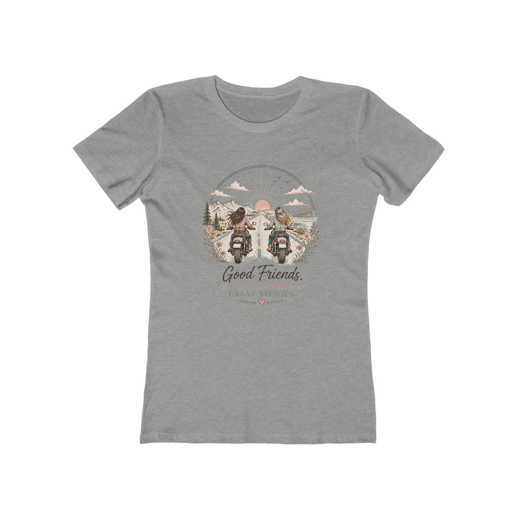 Good Friends Motorcycle Graphic Tee — Women's Boyfriend T-Shirt