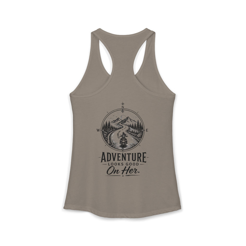 Women's Racerback Tank - Adventure Looks Good on Her