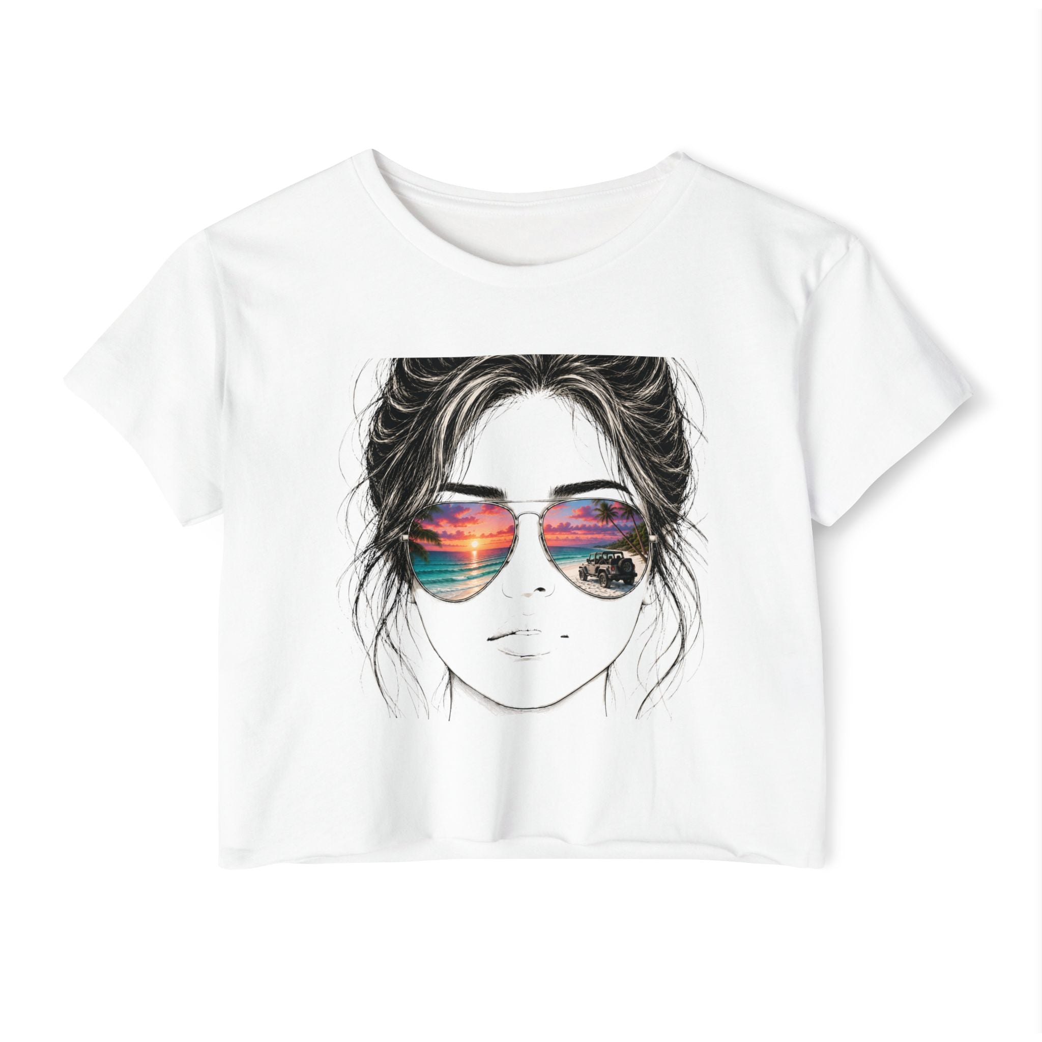 Women's Crop Top — Sunglasses/Jeep Sunset Graphic