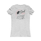 Women's Motorcycle Tee — "Soul Fueled" Graphic Shirt (dark hair)