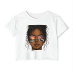 Women's Crop Top — Sunglasses/Motorcycle Sunset Graphic