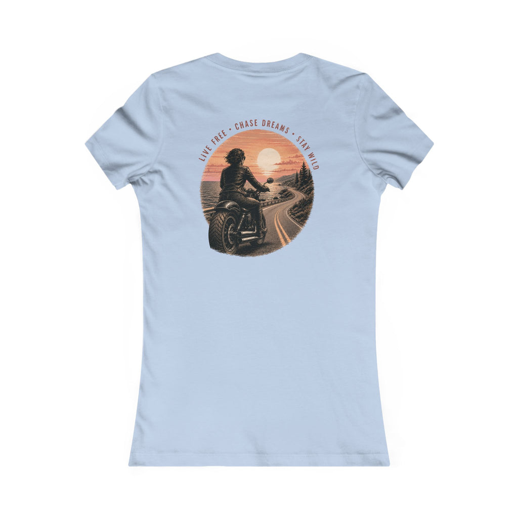 Women's Motorcycle Tee — "Live Free, Chase Dreams" SH Graphic Shirt