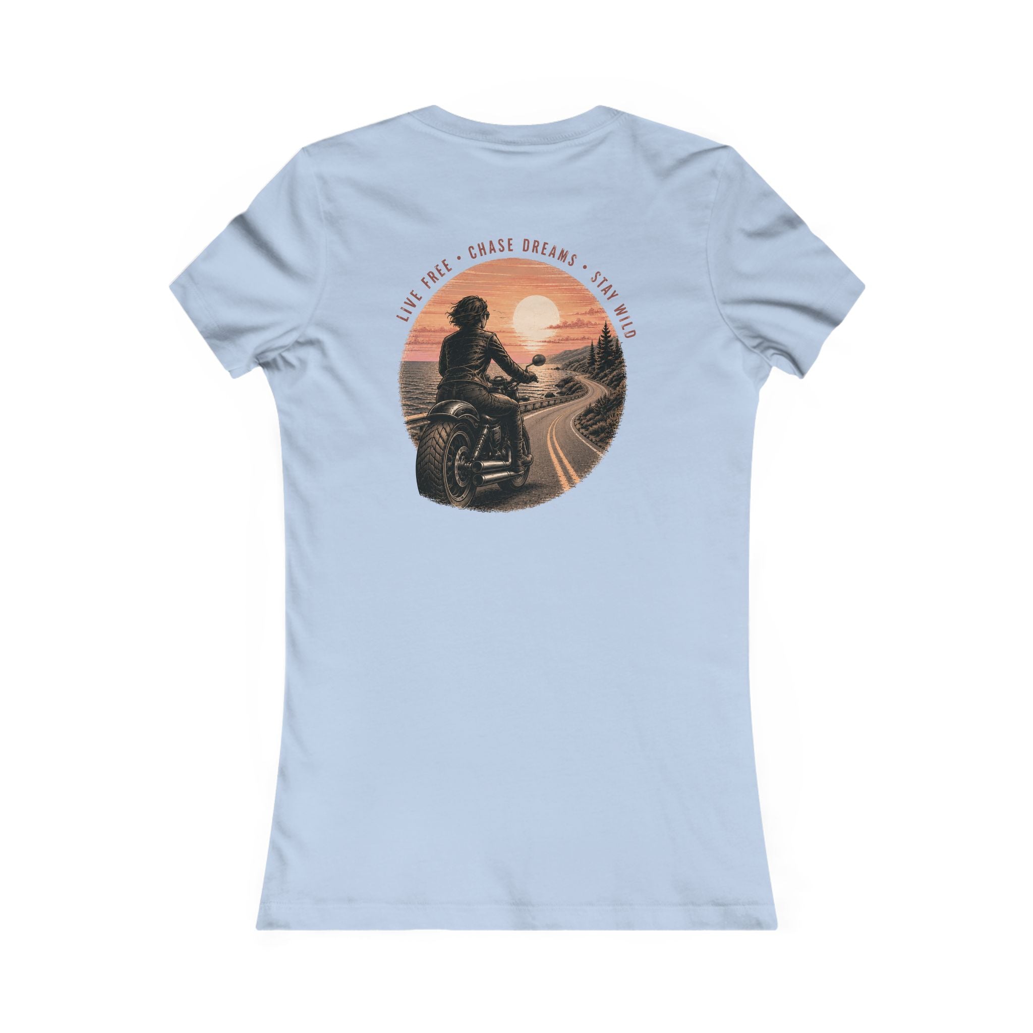 Women's Motorcycle Tee — "Live Free, Chase Dreams" SH Graphic Shirt