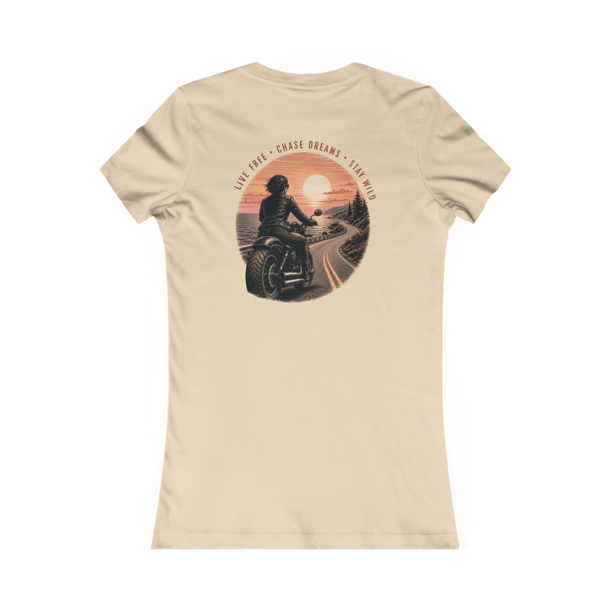 Women's Motorcycle Tee — "Live Free, Chase Dreams" SH Graphic Shirt