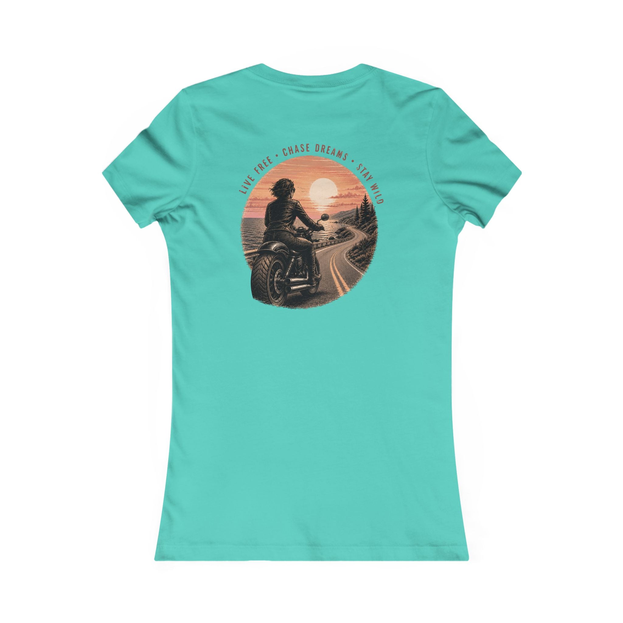 Women's Motorcycle Tee — "Live Free, Chase Dreams" SH Graphic Shirt