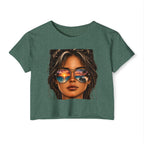 Women's Crop Top — Sunglasses/Motorcyle Sunset Graphic