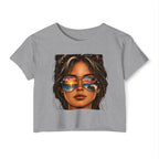 Women's Crop Top — Sunglasses/Motorcyle Sunset Graphic