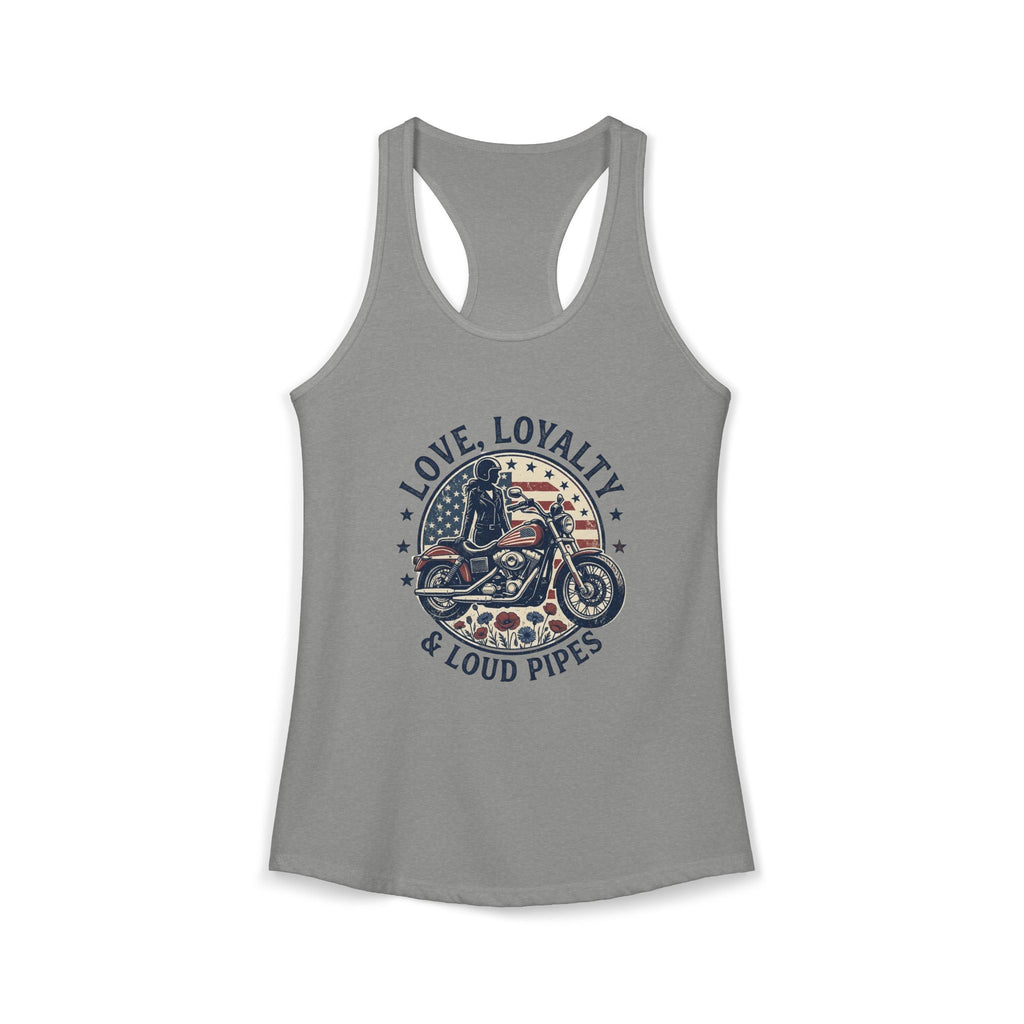 Women's Racerback Tank - Love, Loyalty and Loud Pipes
