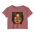 Women's Crop Top — Sunglasses/Motorcyle Sunset Graphic