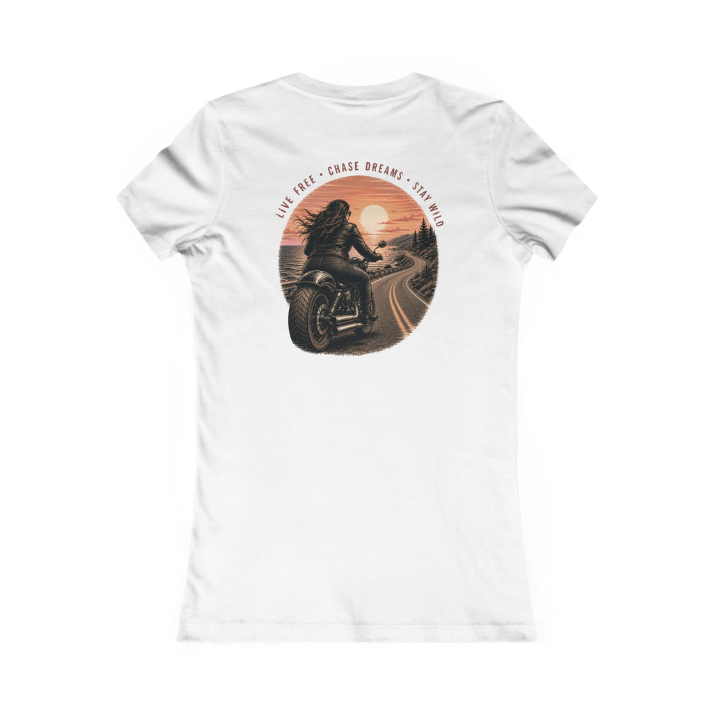 Women's Motorcycle Tee — "Live Free, Chase Dreams" BP Graphic Shirt