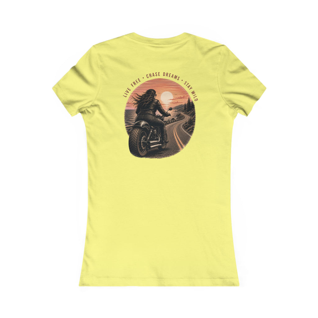 Women's Motorcycle Tee — "Live Free, Chase Dreams" BP Graphic Shirt