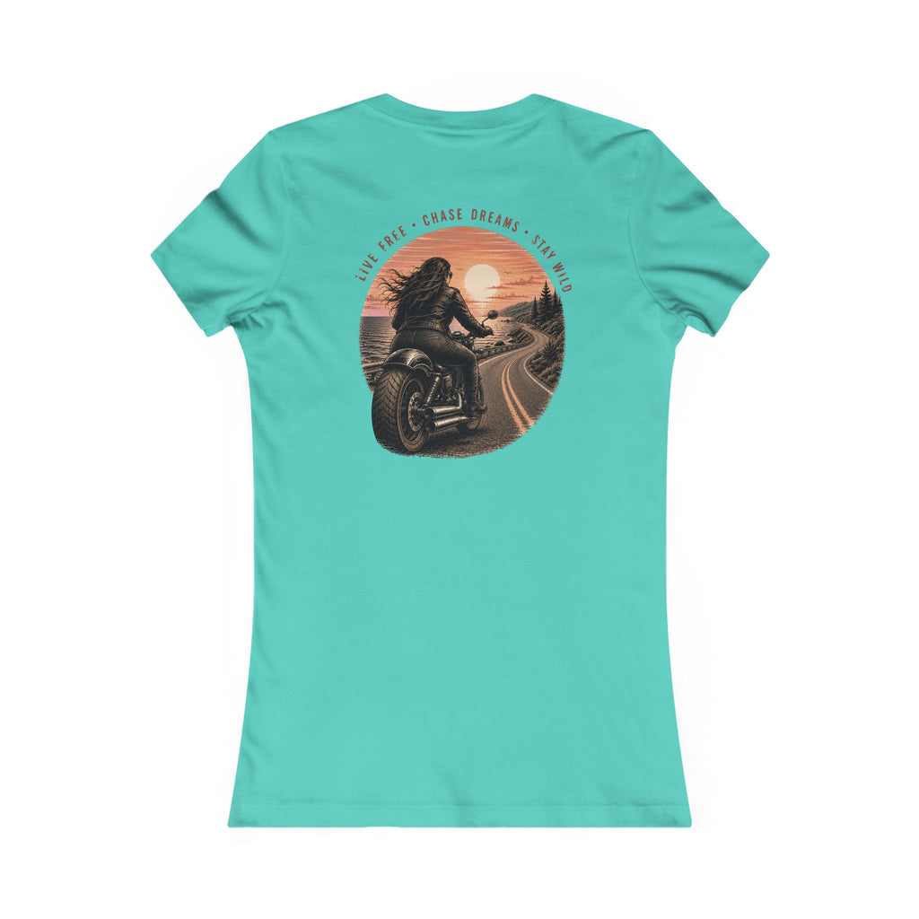 Women's Motorcycle Tee — "Live Free, Chase Dreams" BP Graphic Shirt