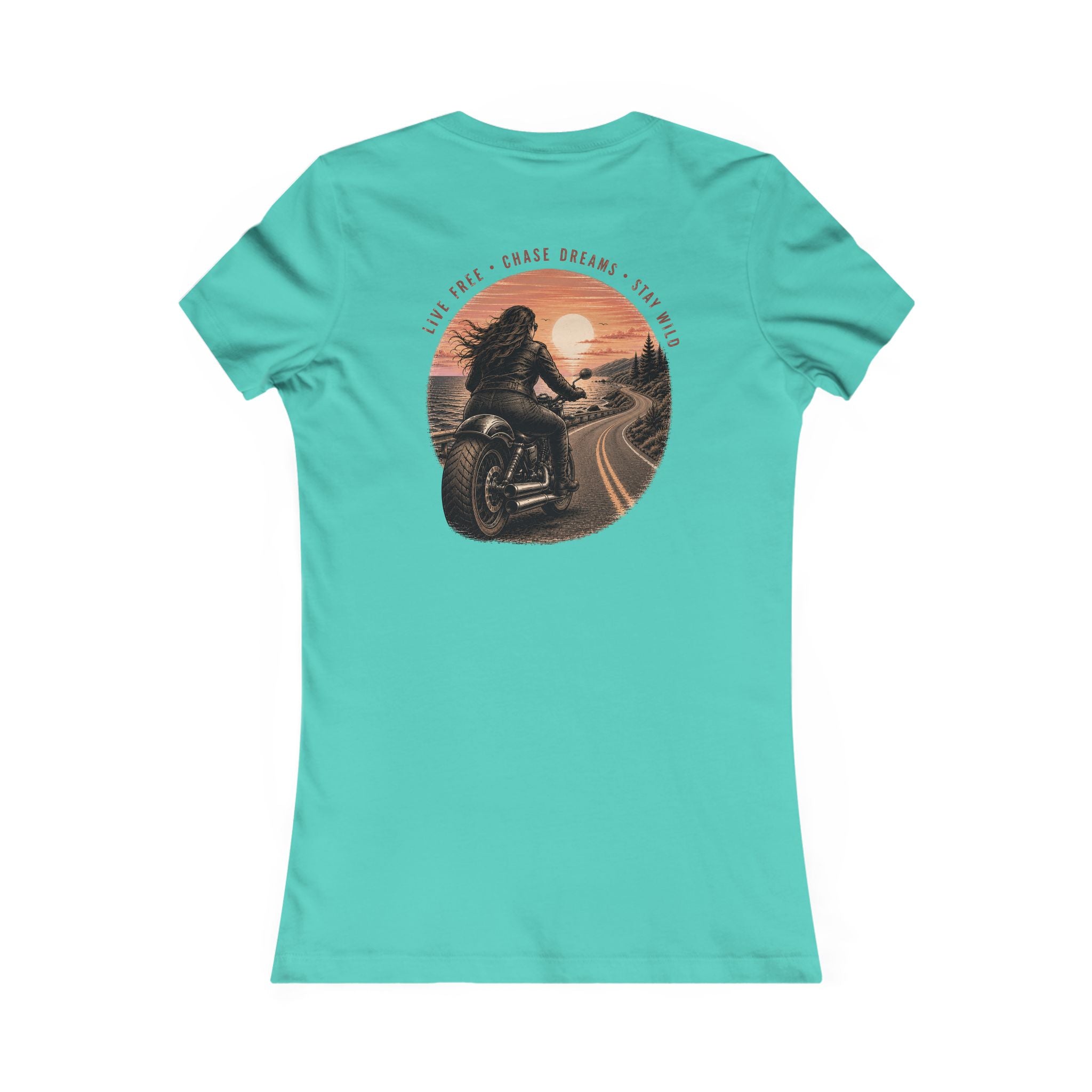 Women's Motorcycle Tee — "Live Free, Chase Dreams" BP Graphic Shirt
