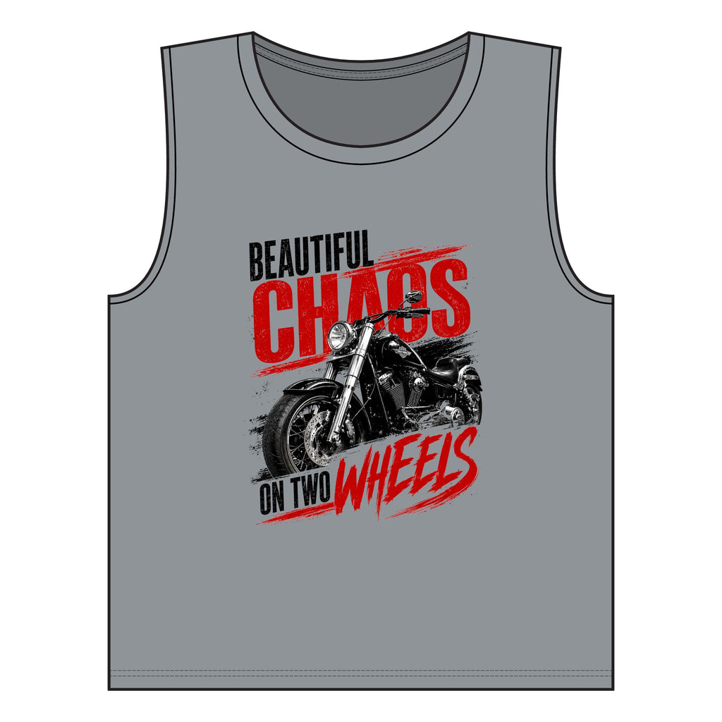 Beautiful Chaos on Two Wheels Muscle Tank — Women's Motorcycle Biker Tank Top