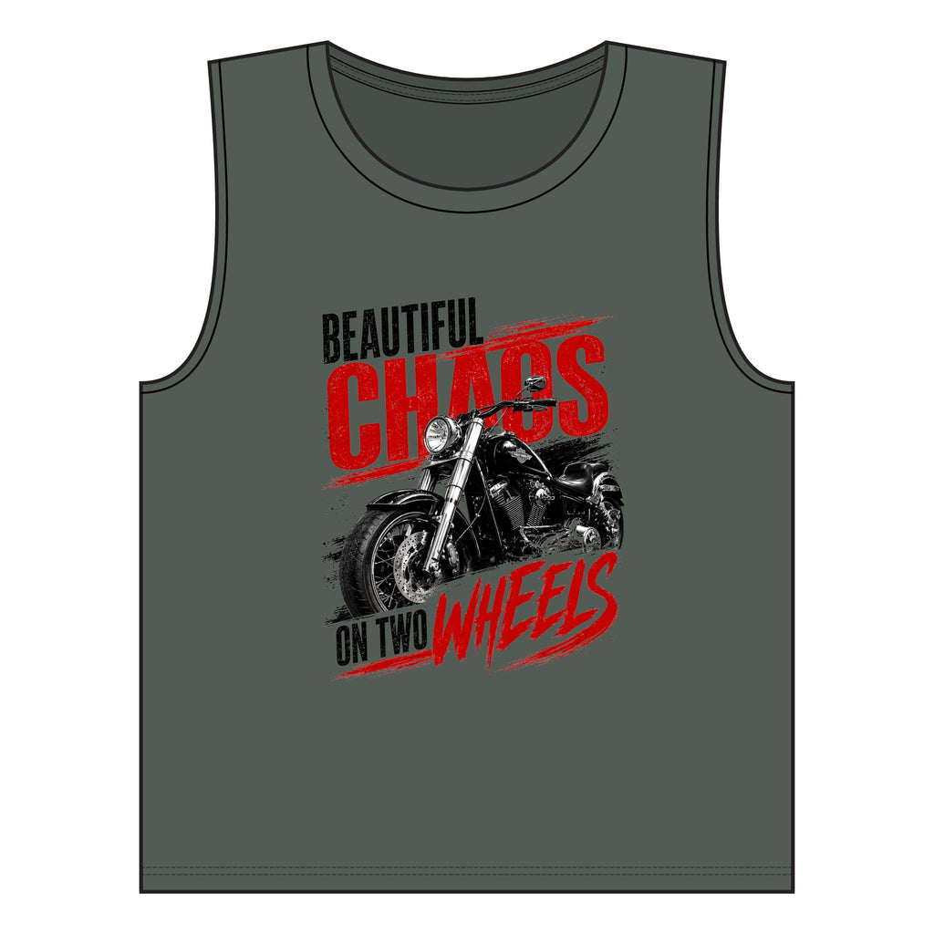 Beautiful Chaos on Two Wheels Muscle Tank — Women's Motorcycle Biker Tank Top