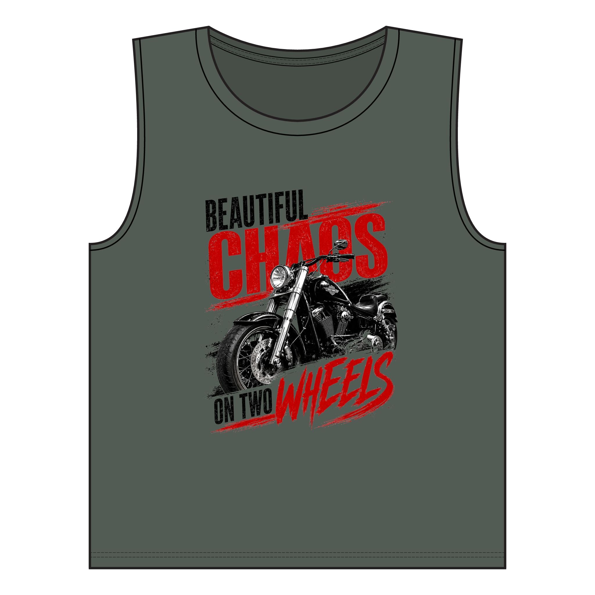 Beautiful Chaos on Two Wheels Muscle Tank — Women's Motorcycle Biker Tank Top
