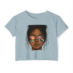 Women's Crop Top — Sunglasses/Motorcycle Sunset Graphic