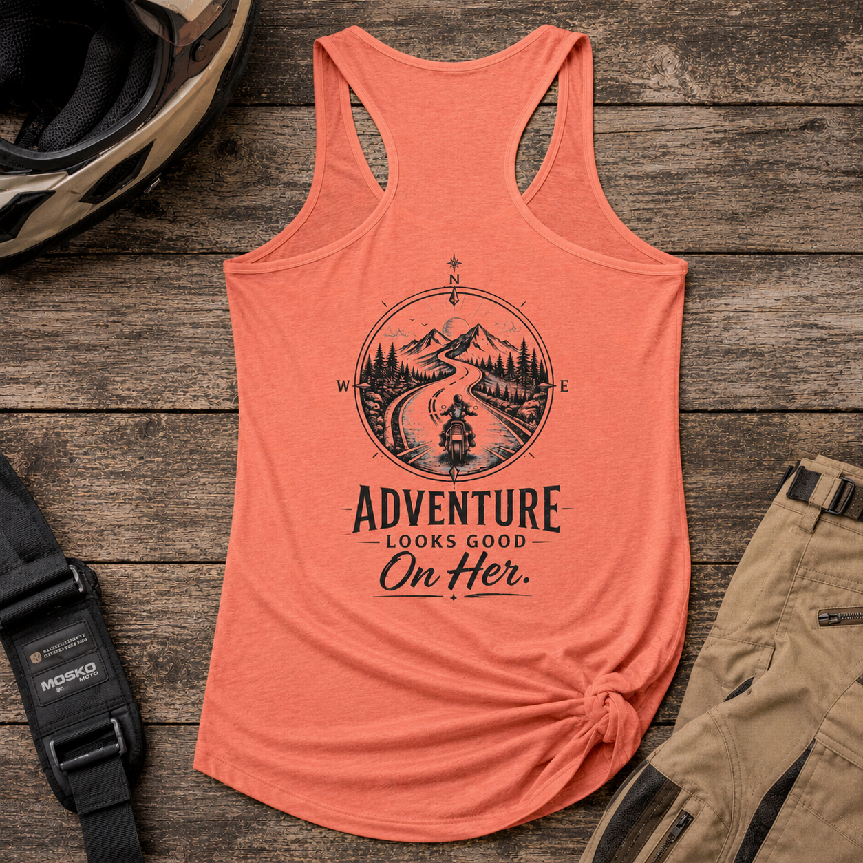 Women's Racerback Tank - Adventure Looks Good on Her