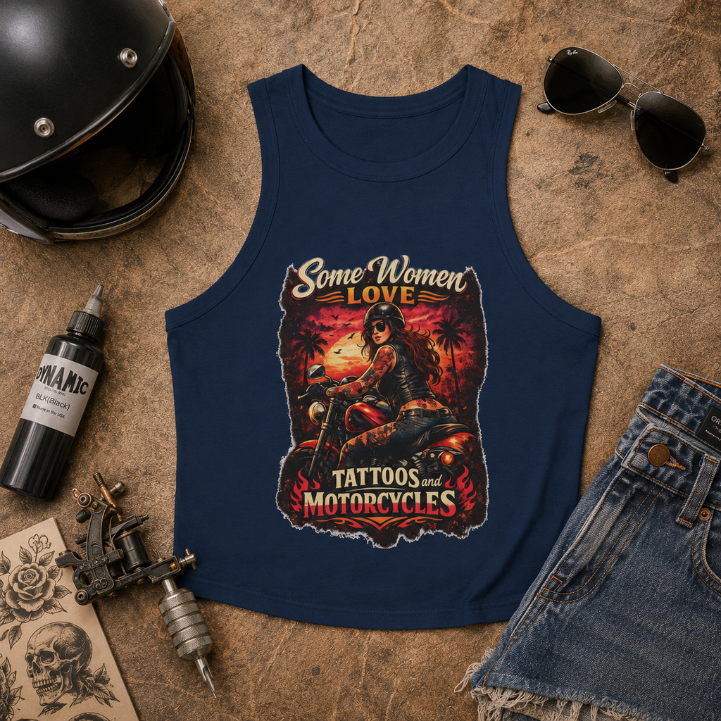 Rib Tank Top — “Some Women Love Tattoos & Motorcycles” Biker Graphic