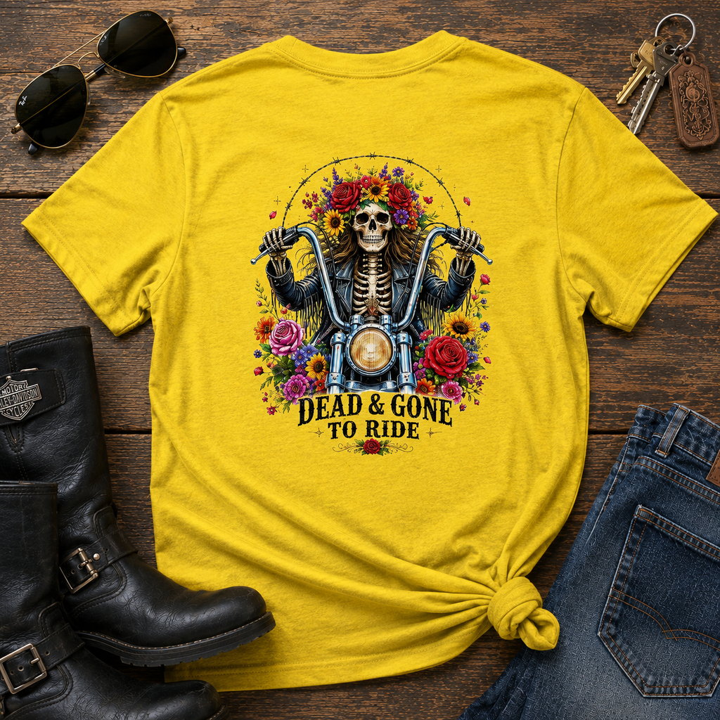 Dead and Gone to Ride- Motorcycle Graphic Tee — Women's Boyfriend T-Shirt