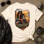 T-Shirt — "My Favorite Seat Is Behind You" Motorcycle Couple Sunset Tee