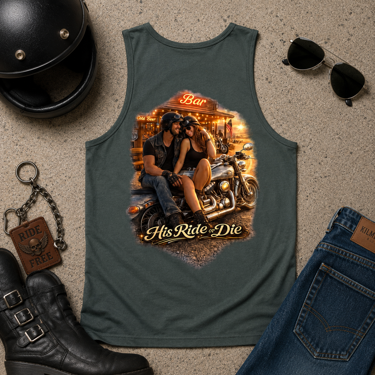 Motorcycle Couple "His Ride, My Life" Women's Muscle Tank