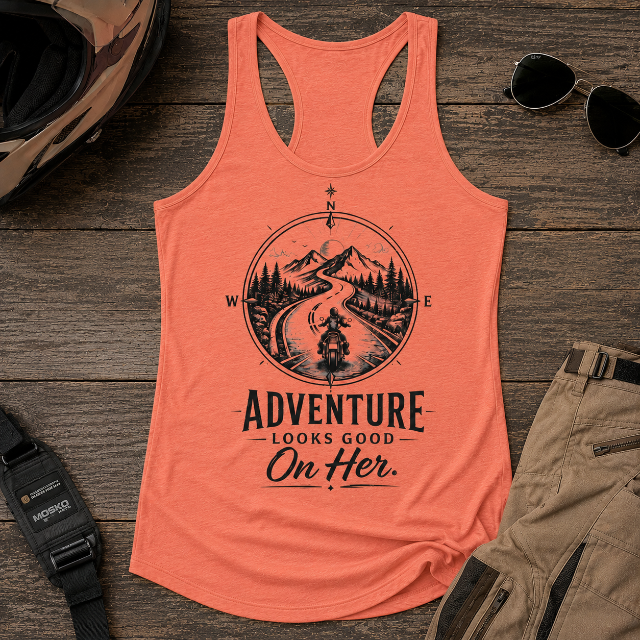 Women's Racerback Tank - Adventure Looks Good on Her