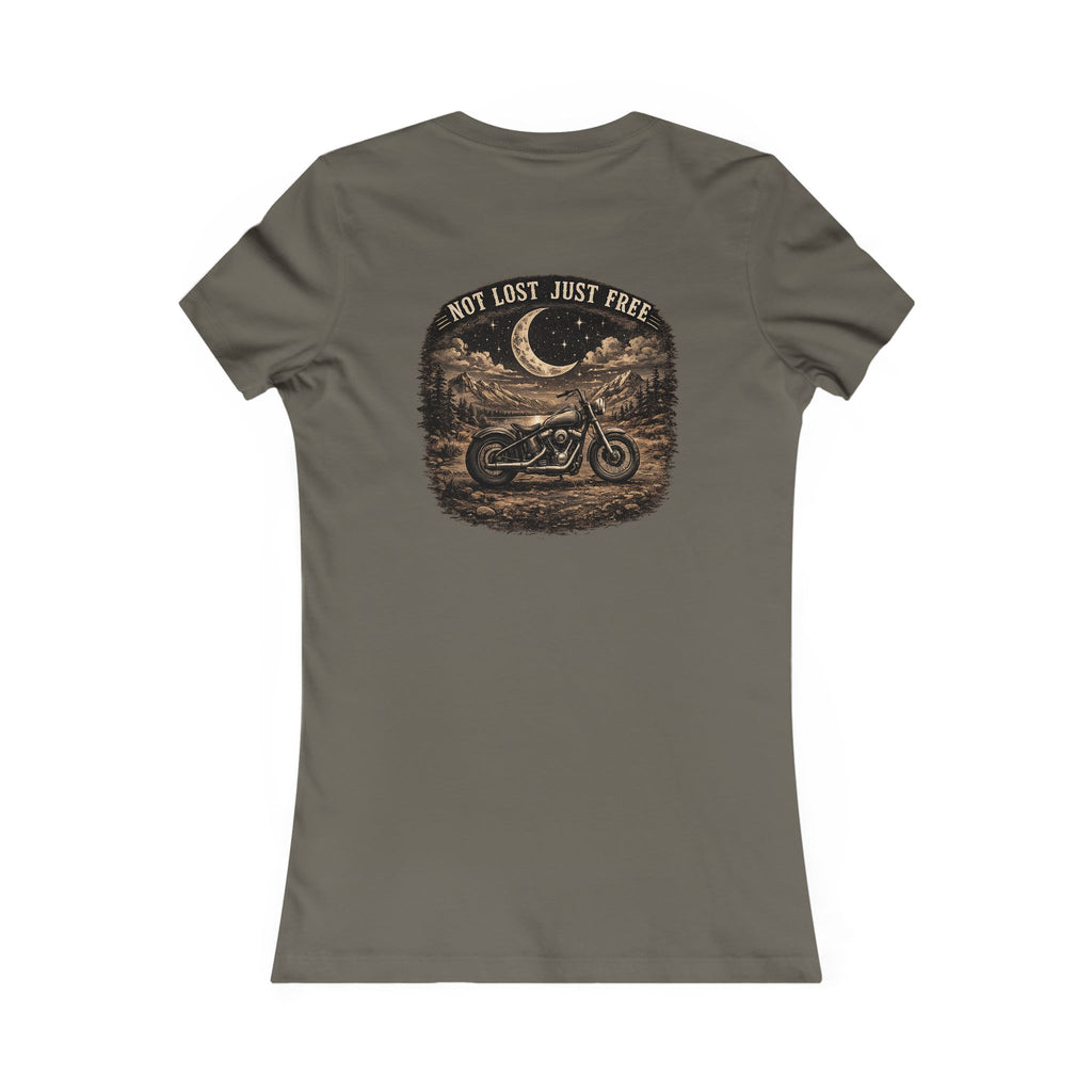 Women's Motorcycle Tee — "Not Lost, Just Free" Graphic Shirt