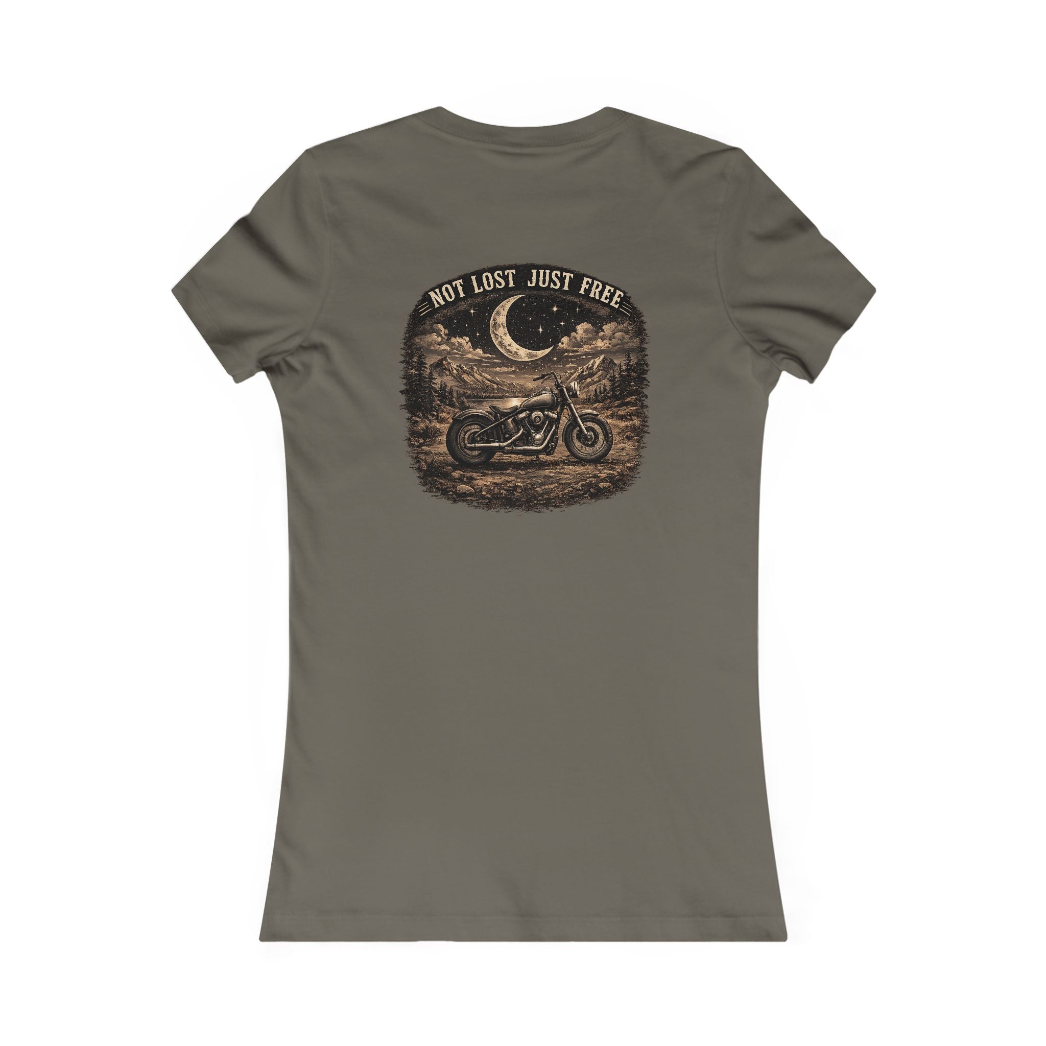 Women's Motorcycle Tee — "Not Lost, Just Free" Graphic Shirt