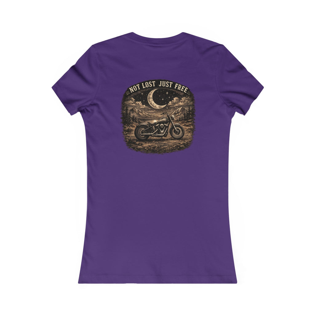 Women's Motorcycle Tee — "Not Lost, Just Free" Graphic Shirt