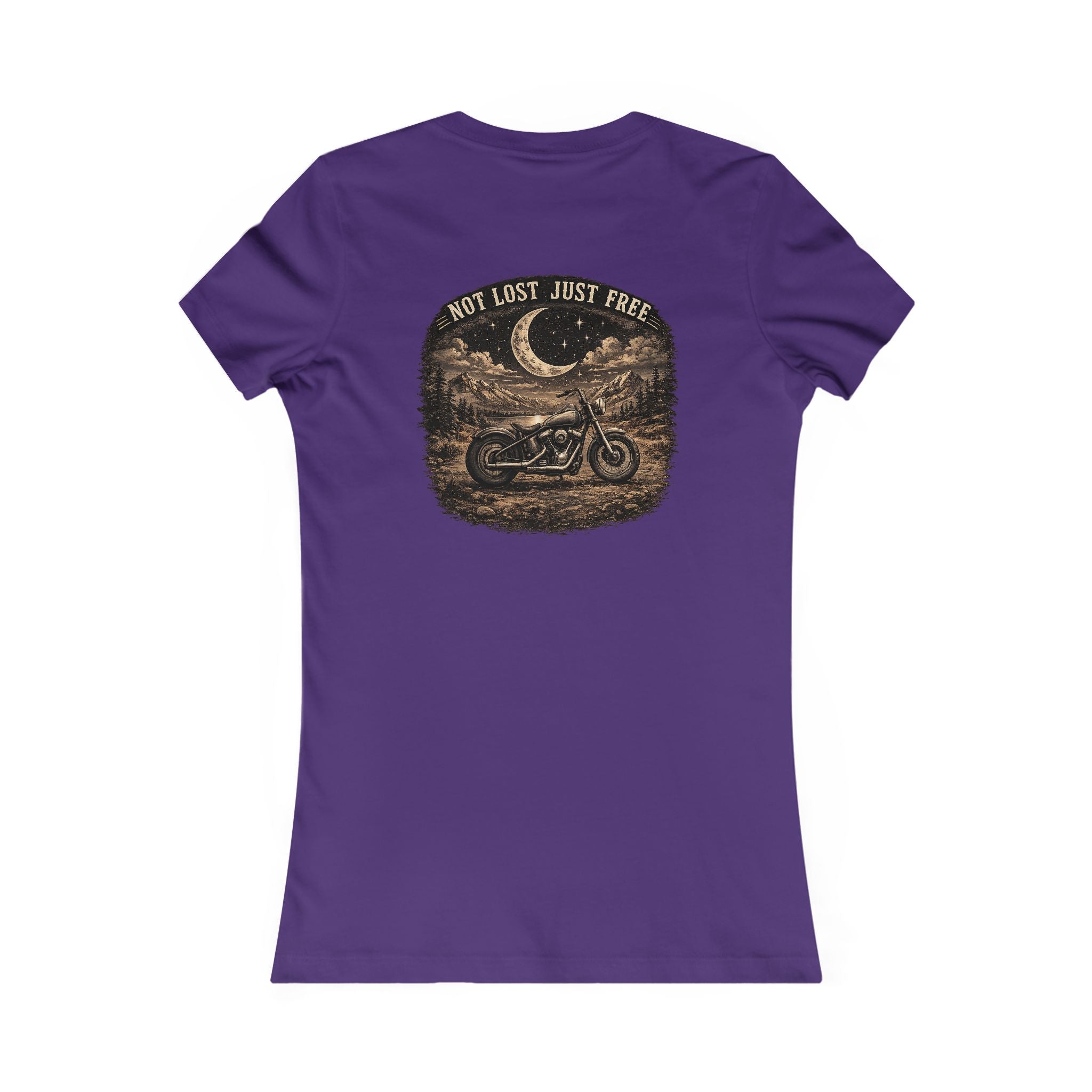 Women's Motorcycle Tee — "Not Lost, Just Free" Graphic Shirt