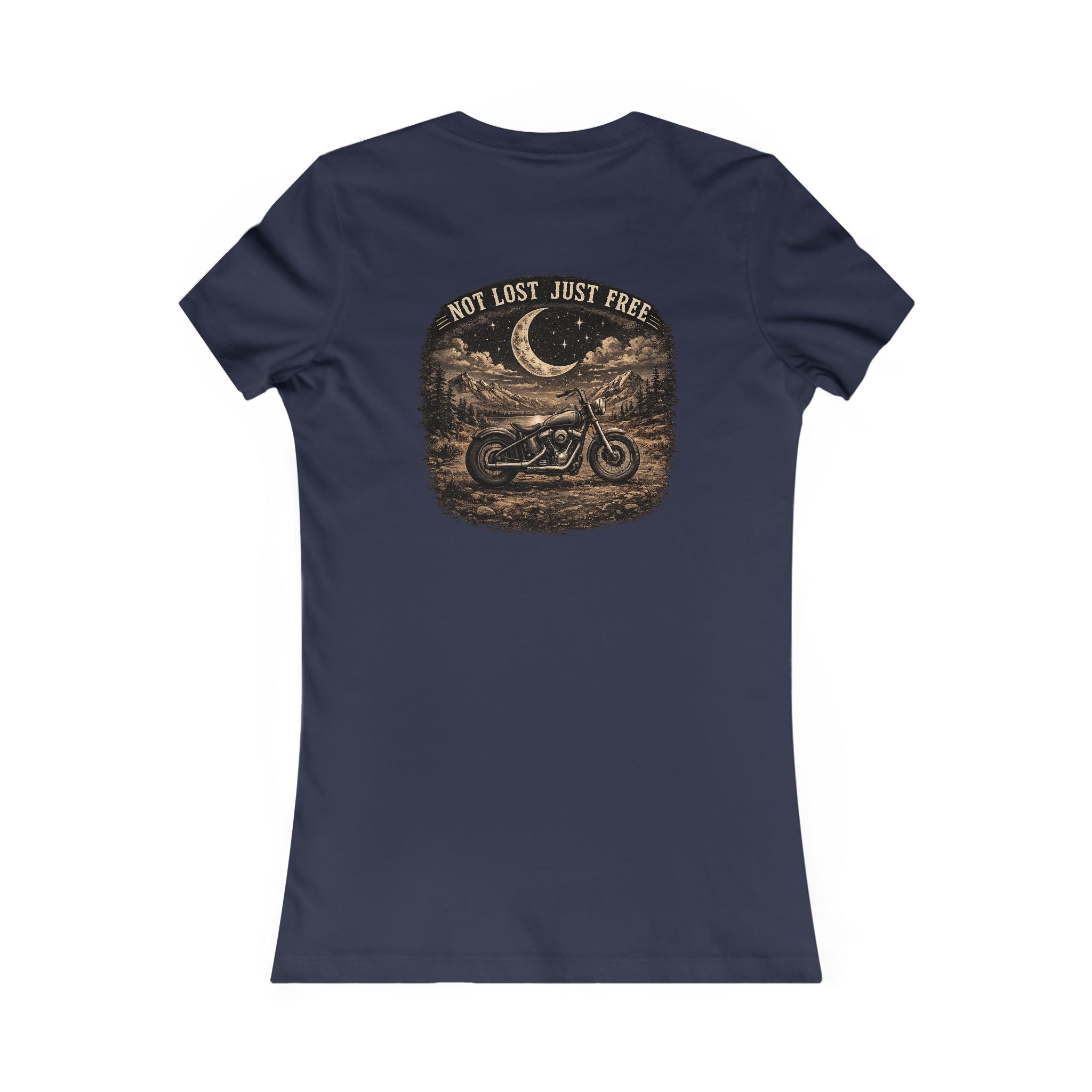 Women's Motorcycle Tee — "Not Lost, Just Free" Graphic Shirt