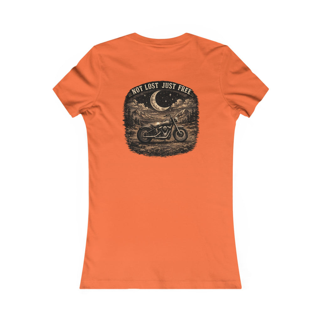 Women's Motorcycle Tee — "Not Lost, Just Free" Graphic Shirt